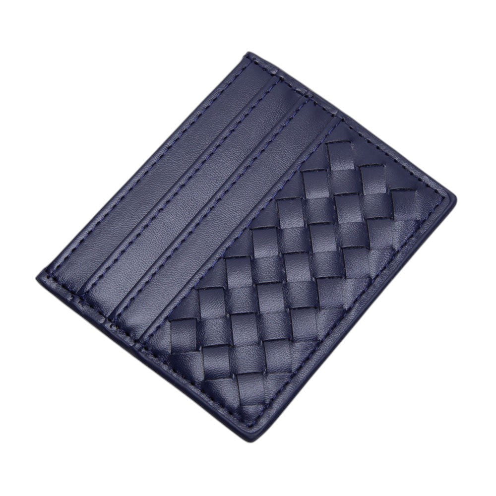 Faux Leather Basket Weave Card Holder Wallet