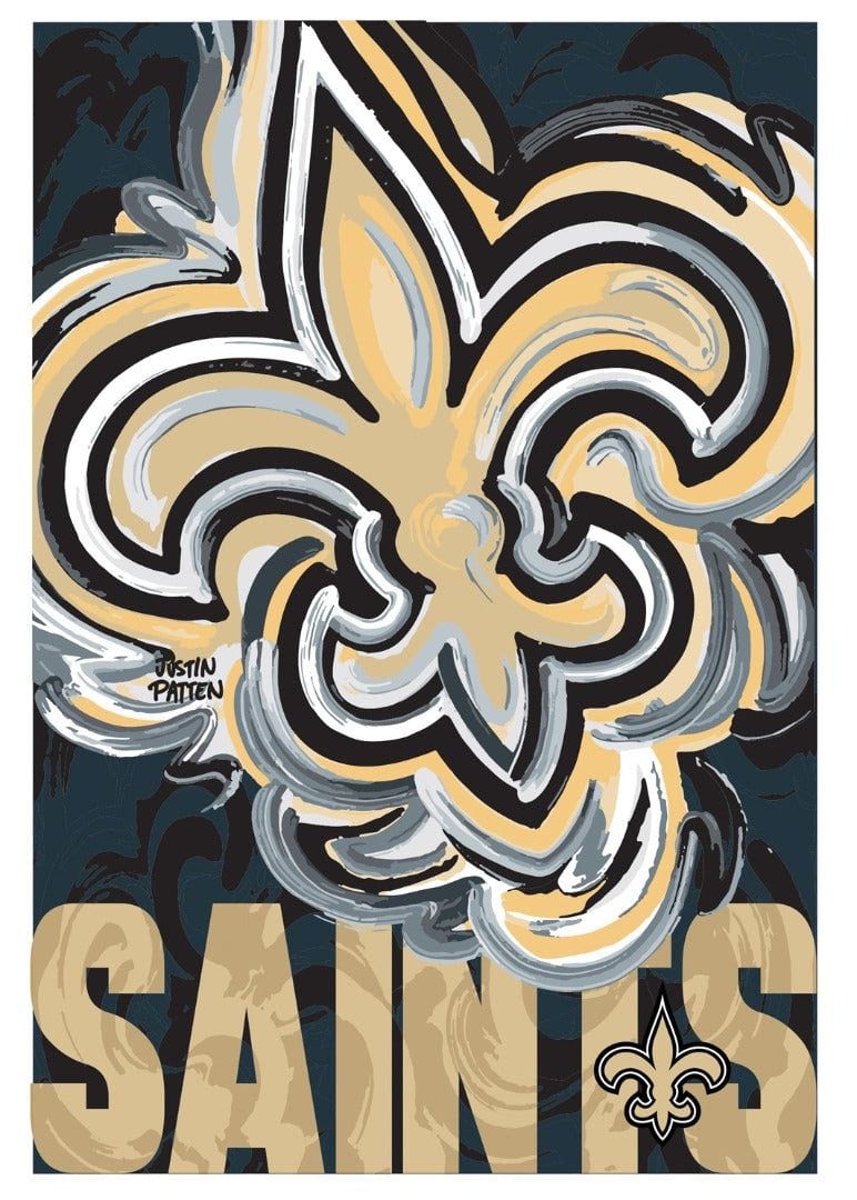 New Orleans Saints Garden Flag 2 Sided Justin Patten Logo