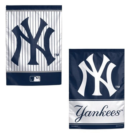 New York Yankees Garden Flag 2 Sided Pinstripe Double Logo