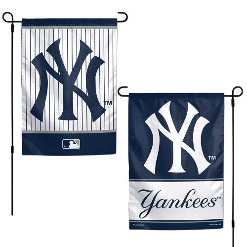 New York Yankees Garden Flag 2 Sided Pinstripe Double Logo