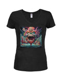 Nightmare Dragon Face Juniors V Neck T-Shirt
