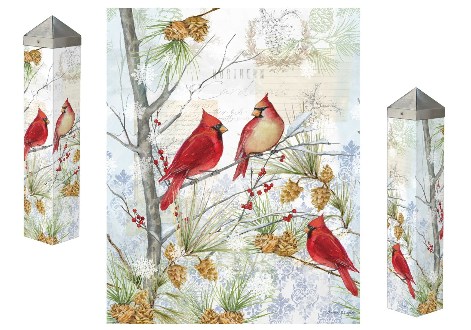 Northern Cardinals Art Pole 20 Inches