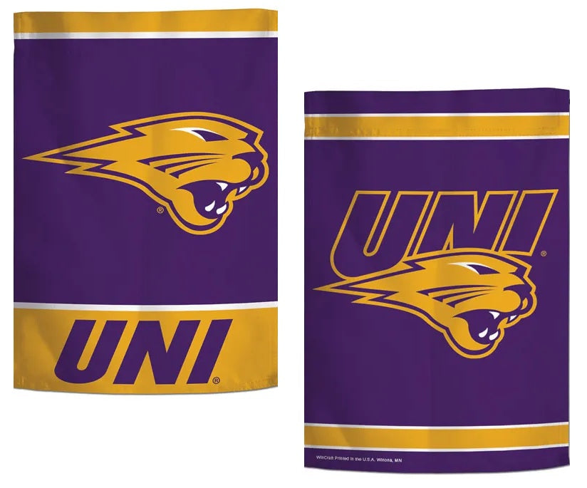 Northern Iowa Panthers 2 Sided Garden Flag UNI Double Logo Design