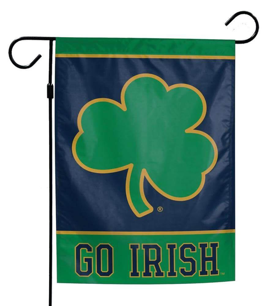 Notre Dame Garden Flag 2 Sided Clover Go Irish