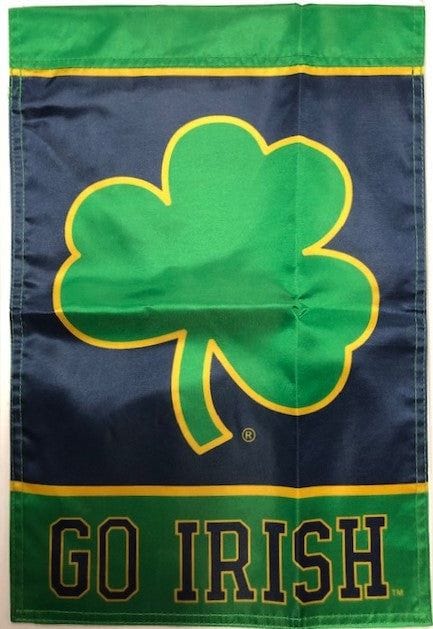 Notre Dame Garden Flag 2 Sided Clover Go Irish