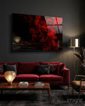 Rising Red Smoke Wisps Glass Wall Art
