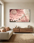Blush Gerbera Daisy Macro Glass Wall Art