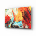 Bold Brushstrokes Red Yellow Abstract Glass Wall Art