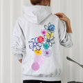 Floral Outlines Leaves Flowers Colorful Botanical Sketches Hand-Drawn Vintage Style Hoodie