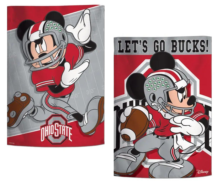 Ohio State Buckeyes Mickey Mouse 2 Sided Garden Flag