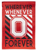 Ohio State University Garden Flag 2 Sided Wherever Whenever Forever