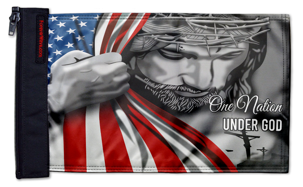 One Nation 12"x18" Forever Wave Flag for Jeep Wrangler LJ 2003-2006