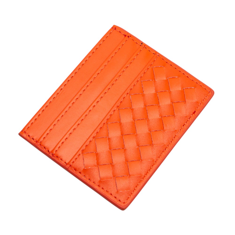 Faux Leather Basket Weave Card Holder Wallet