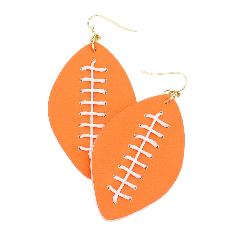 Faux Leather Football Dangle Earrings