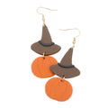 Witch Hat Pumpkin Polymer Clay Dangle Earrings