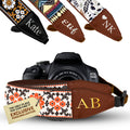 Personalized Embroidered Orange White Flower Camera Strap - Camera Strap for SLR/ DSLR