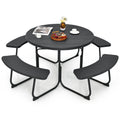 8-Person Outdoor Picnic Table and Bench Set with Umbrella Hole