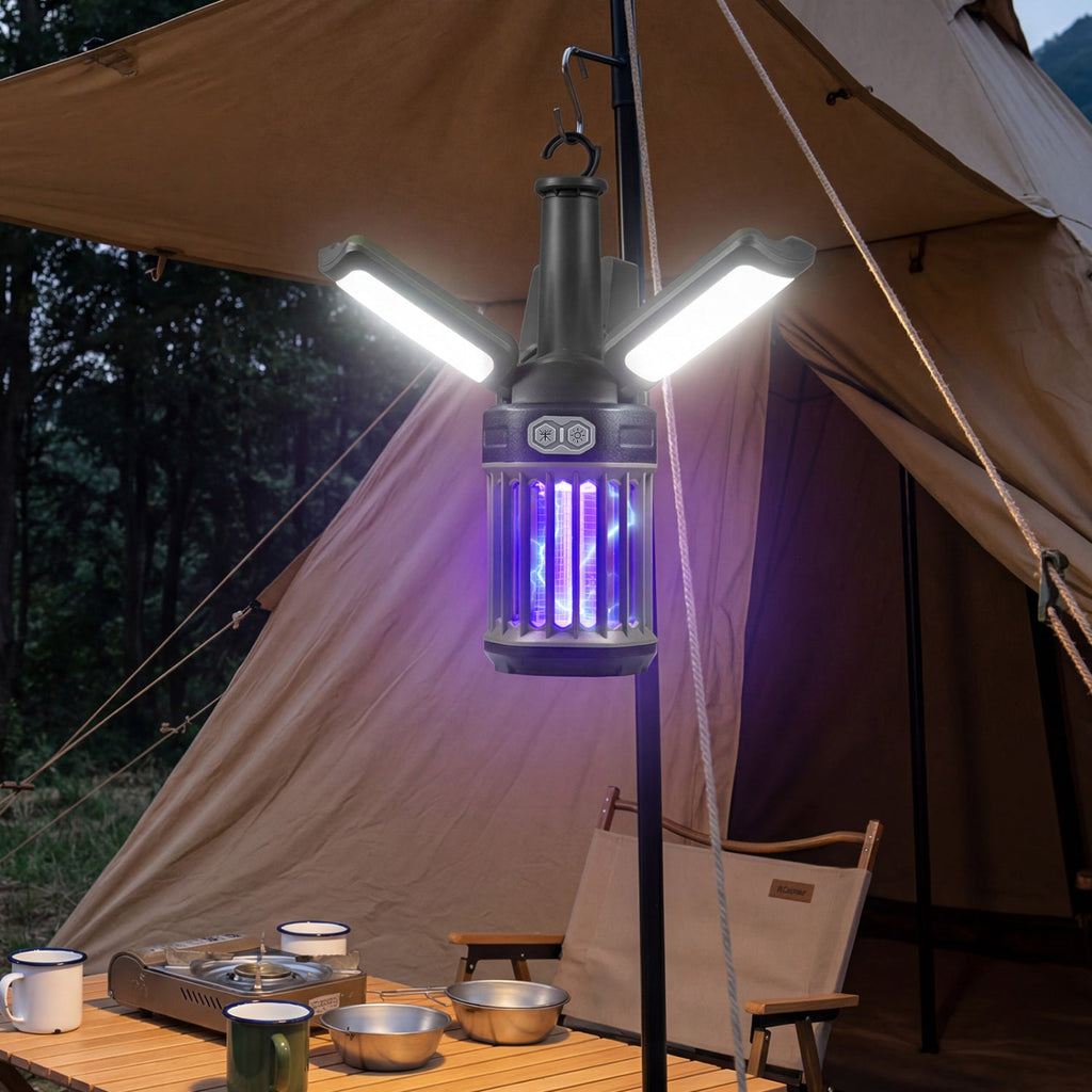 Outdoor Bug Zapper with Foldable Camping Lantern USB-C Rechargeable Electric Mosquito Killer