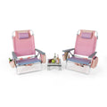 2 Packs 5-Position Outdoor Folding Backpack Beach Table Chair Reclining Chair Set