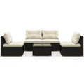 5 Pieces Outdoor Patio Furniture Set with Cushions and Coffee Table