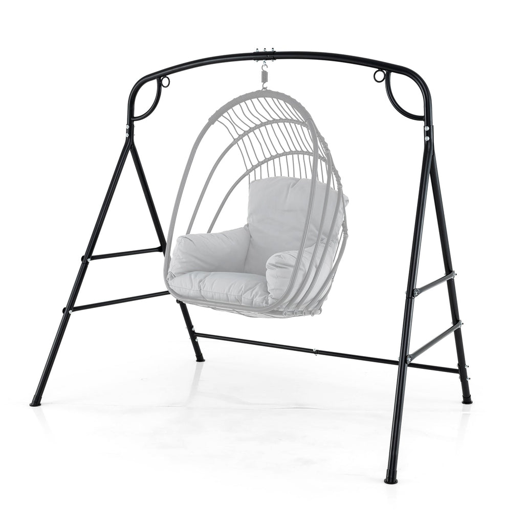 Outdoor Metal Swing Stand with 4 Support Bars and 2 Hanging Ways-Black