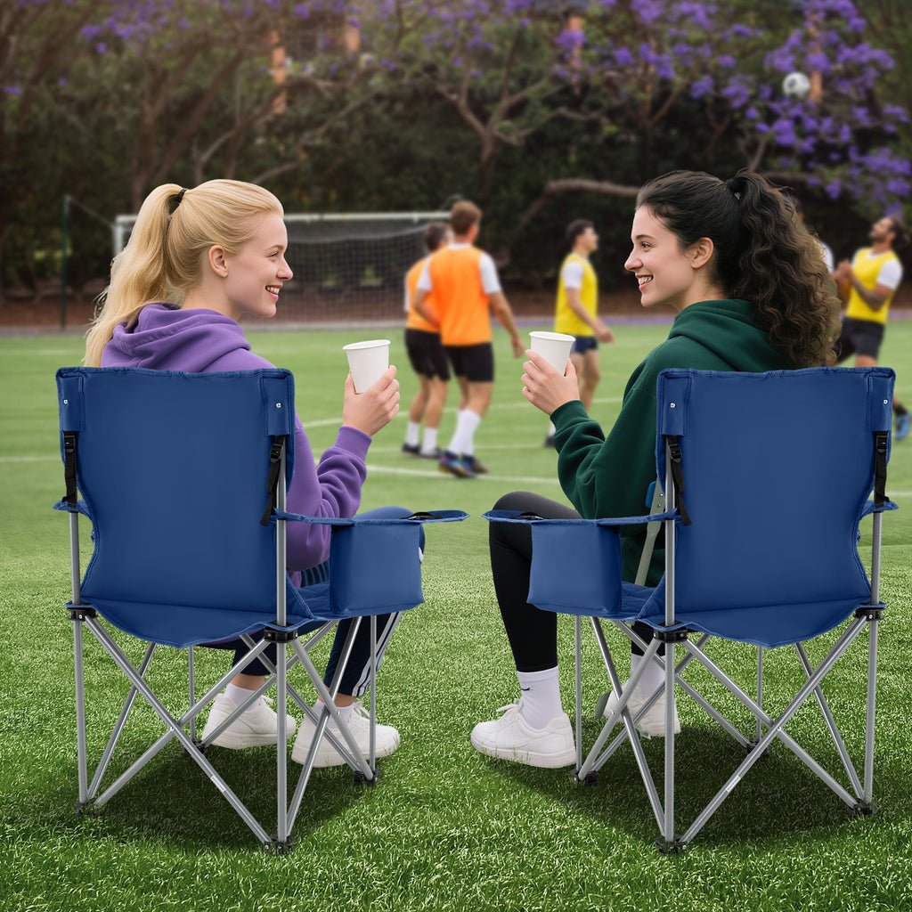 Oversized Camping Chairs Outdoor Folding Chair with Cooler Pouch and Cup Holder