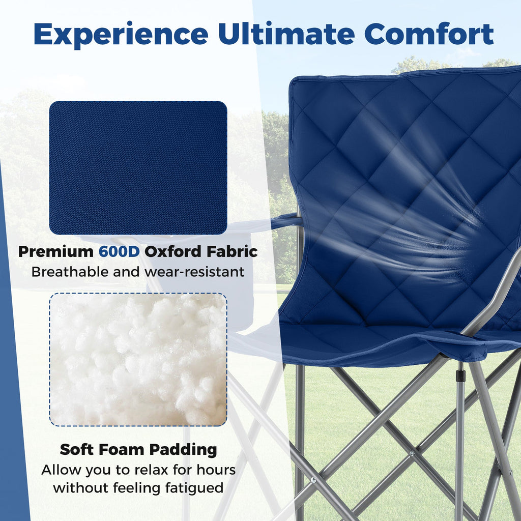 Oversized Camping Chairs Outdoor Folding Chair with Cooler Pouch and Cup Holder