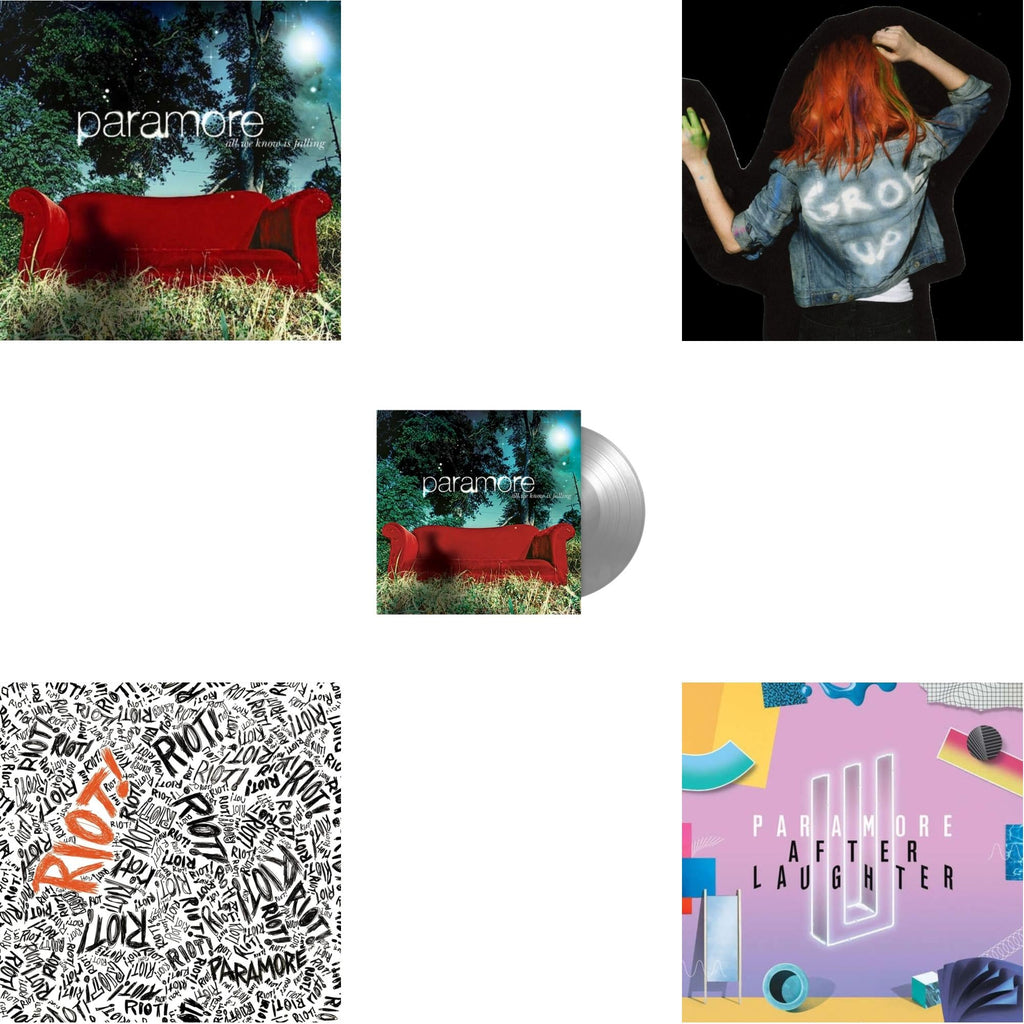 Paramore - Paramore (2LP) & All We Know Is Falling (Silver LP Vinyl) & Riot! (Fbr 25Th Anniversary Edtion/Silver LP Vinyl) & After Laughter (Black & White Marble LP Vinyl/Dl Card) (I) & All We Know Is Falling