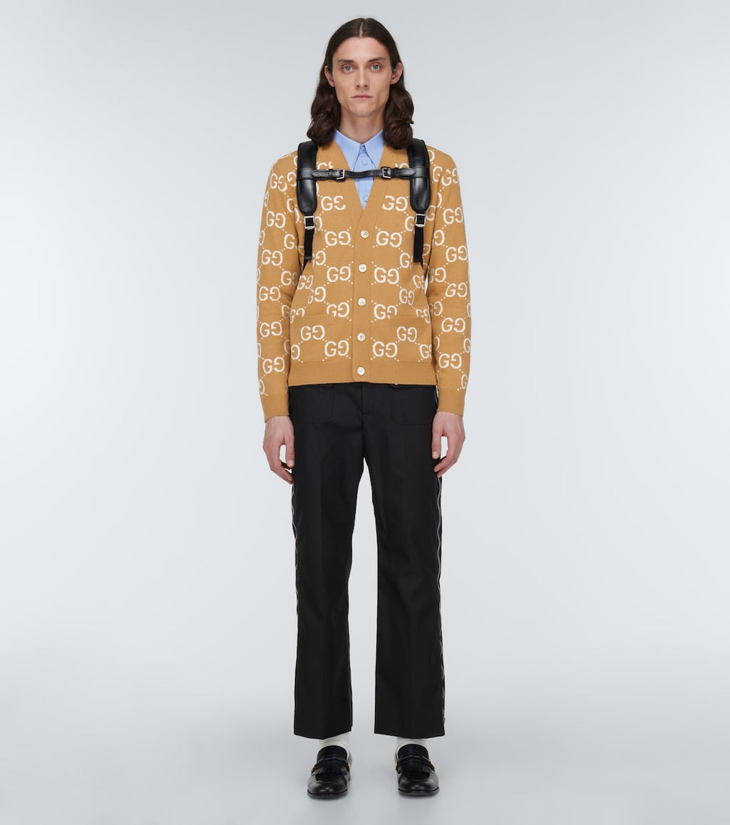 Gucci Men Gg Jacquard Wool Cardigan