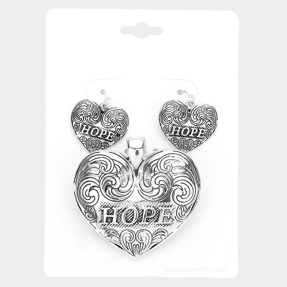 "Hope" Heart Pendant Set