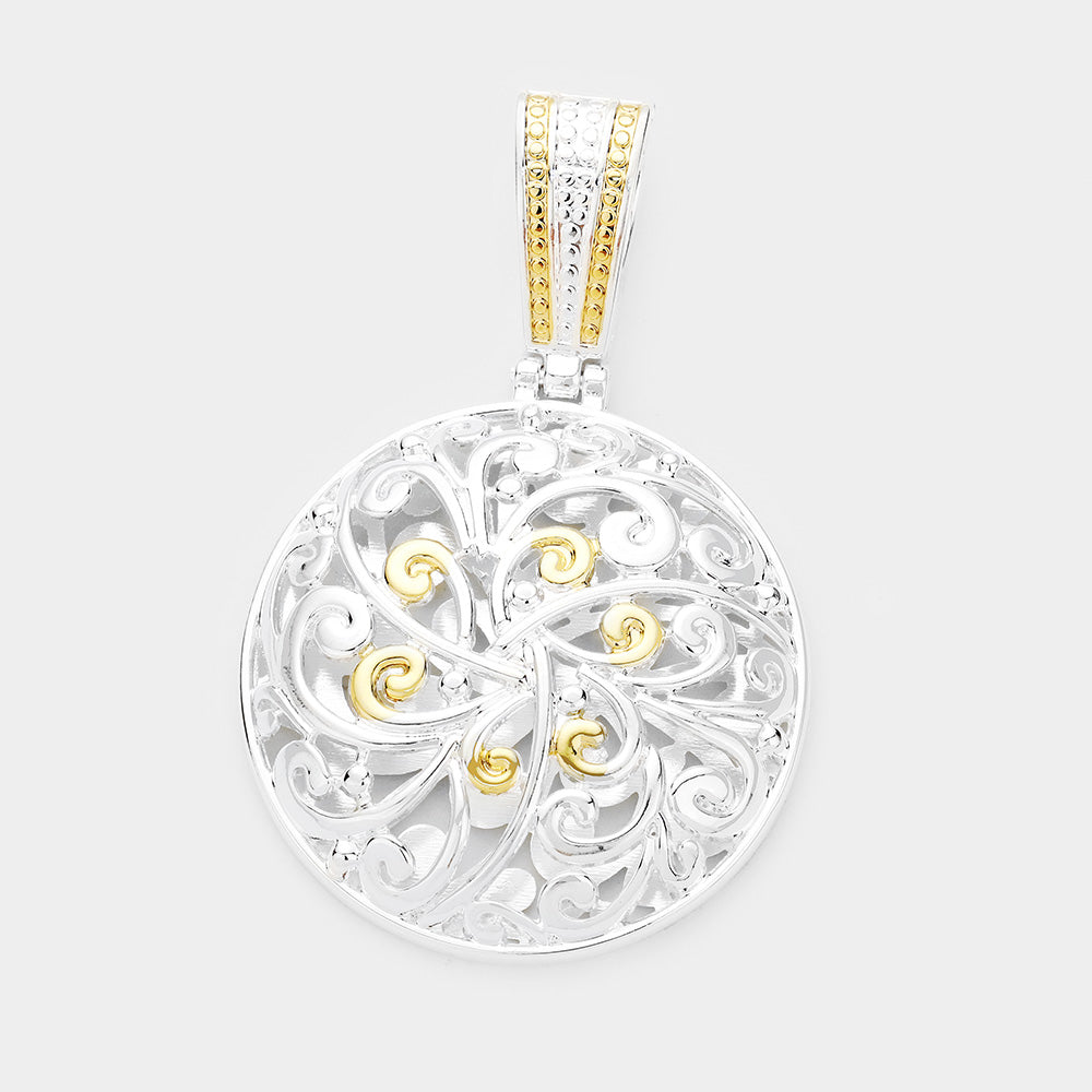 Metal Floral Filigree Magnetic Pendant