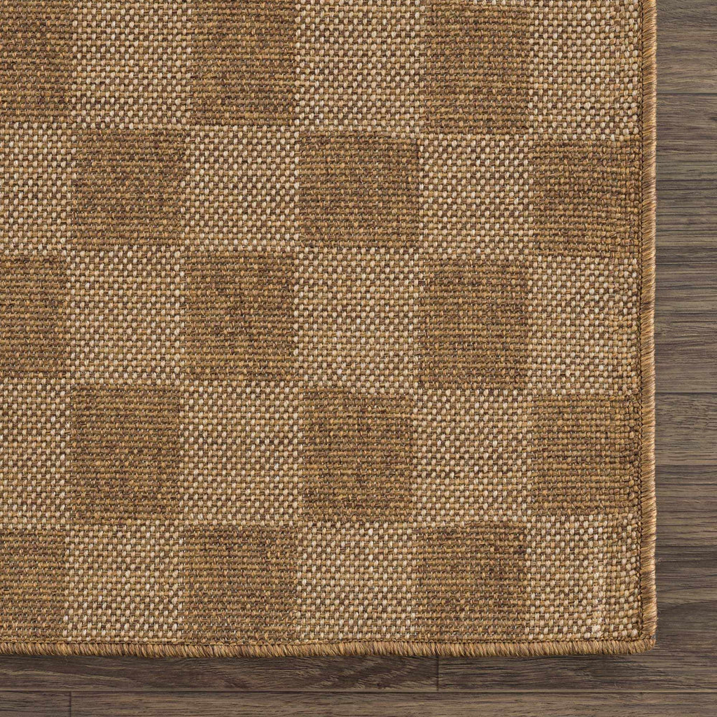 Kuval Checkered Brown Outdoor Rug