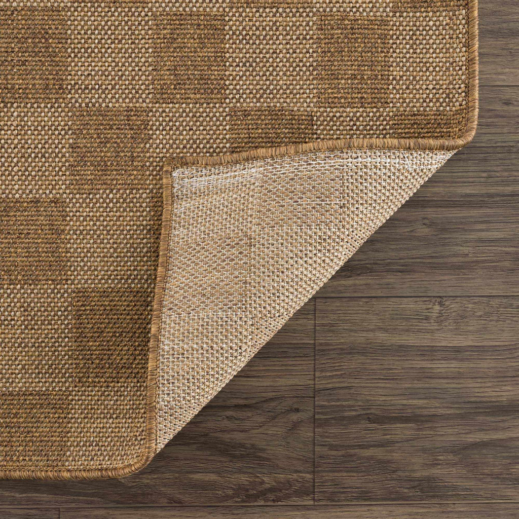 Kuval Checkered Brown Outdoor Rug