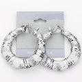 Metal Bamboo Pin Catch Hoop Earrings