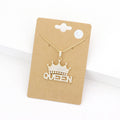 CZ Queen Message Crown Pendant Necklace