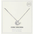 Silver Dipped CZ Stone Paved Whale Pendant Necklace