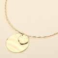 Hammered Metal Double Layered Disc Pendant Necklace