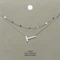 -T- Initial Monogram Brass Metal Necklace