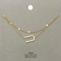 -U- Initial Monogram Brass Metal Necklace