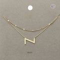 -Z- Initial Monogram Brass Metal Necklace