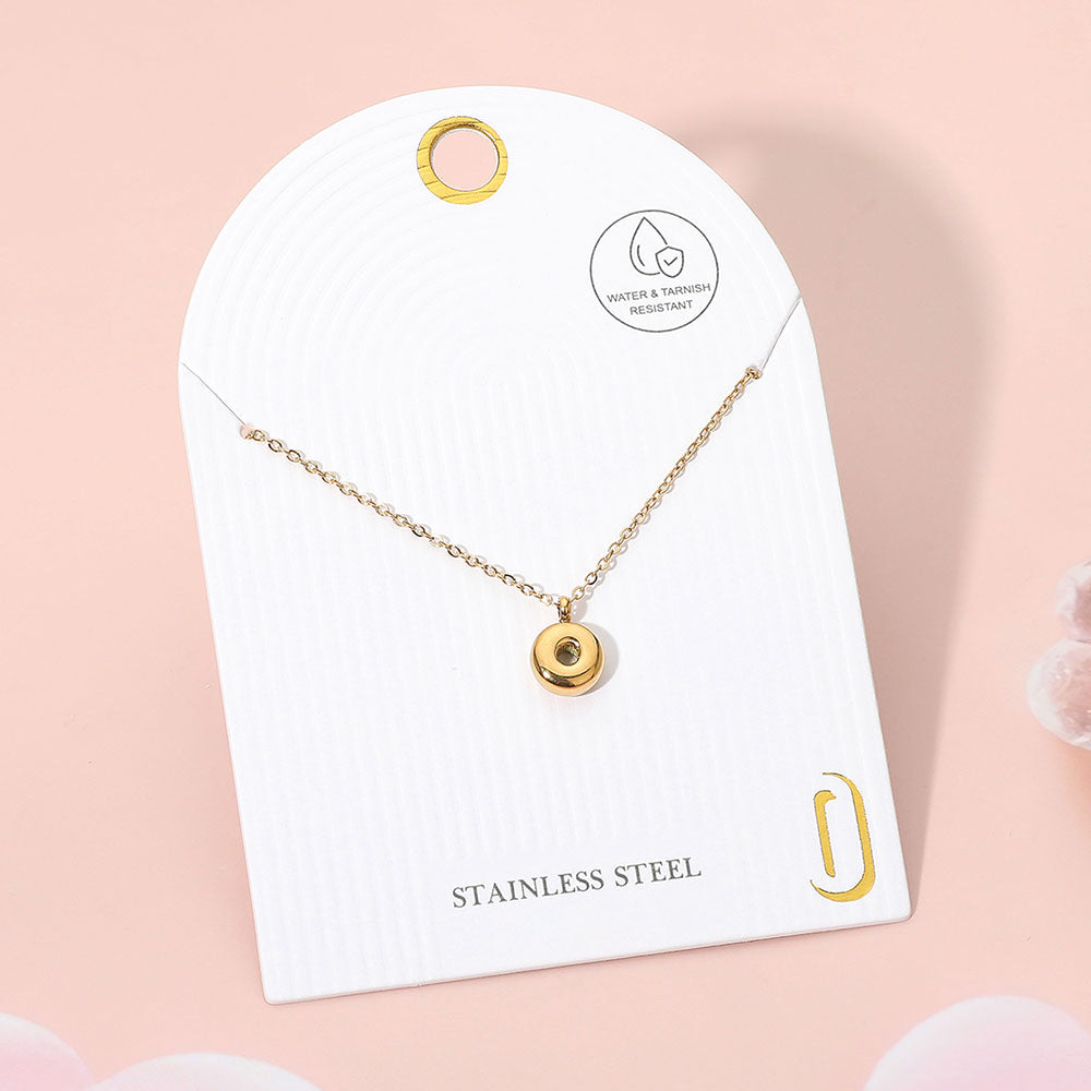 -O- Stainless Steel Monogram Pendant Necklace