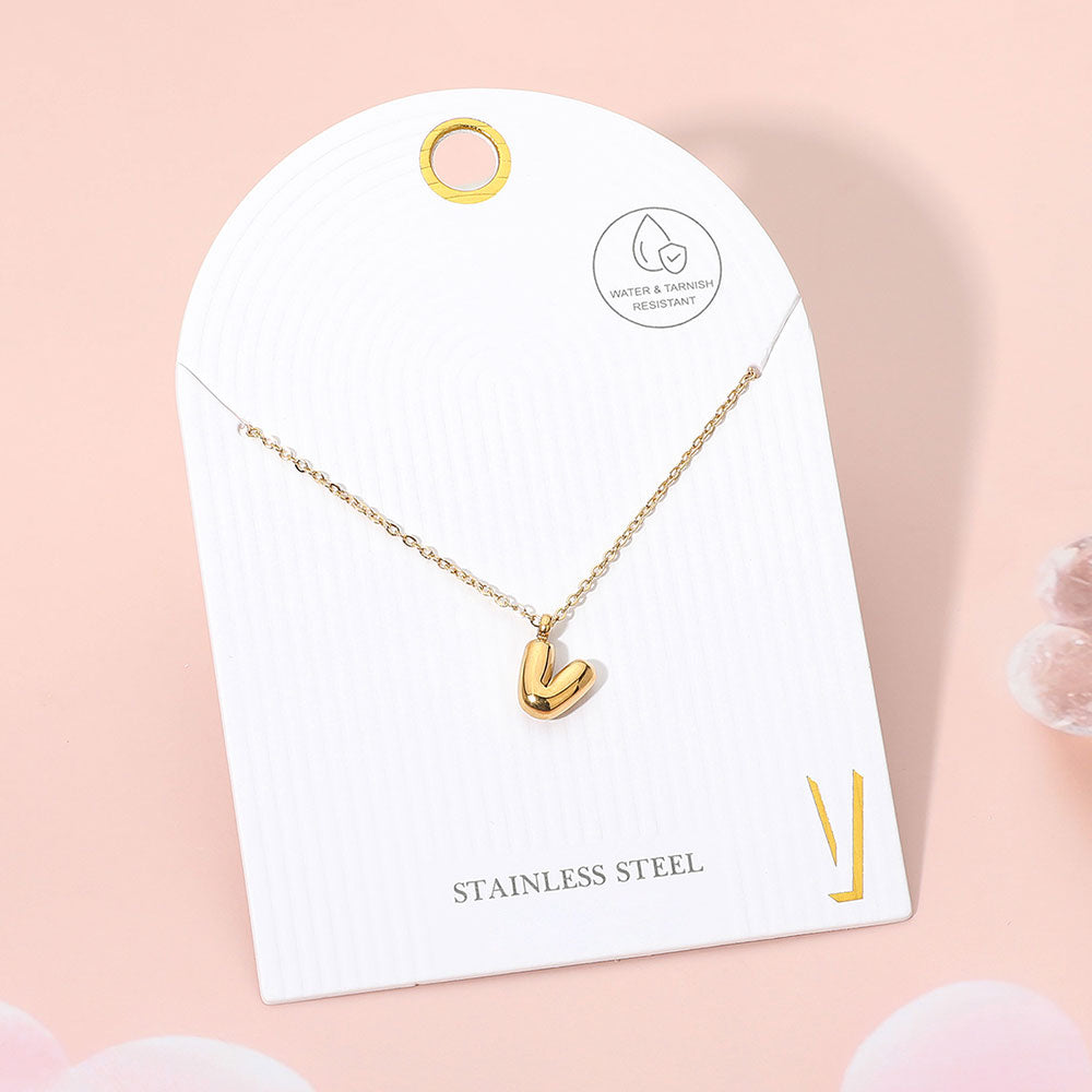 -V- Stainless Steel Monogram Pendant Necklace