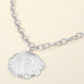 Textured Metal Seashell Pendant Necklace