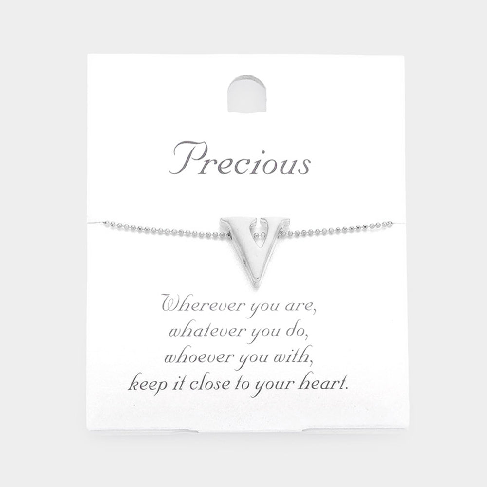 -V- Metal Initial Monogram Pendant Necklace