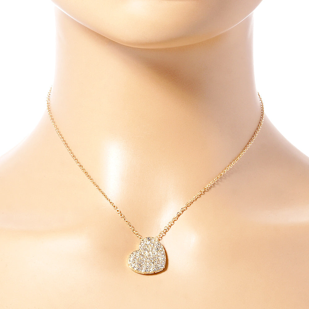 Crystal Paved Heart Pendant Necklace