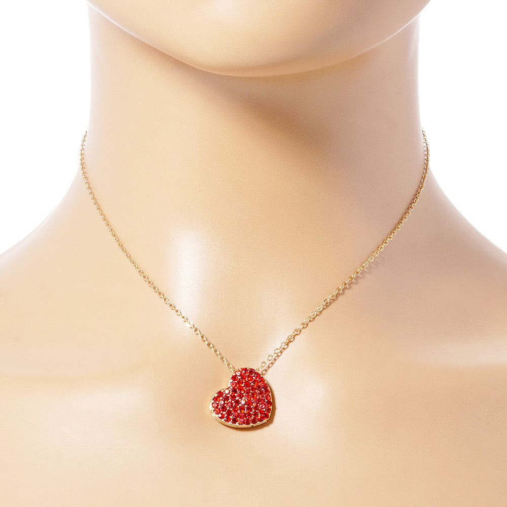 Crystal Paved Heart Pendant Necklace