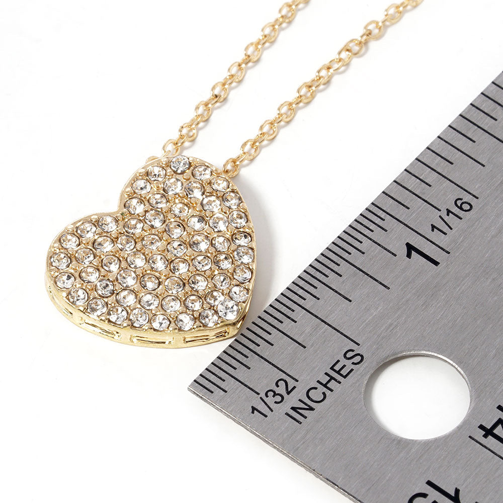 Crystal Paved Heart Pendant Necklace