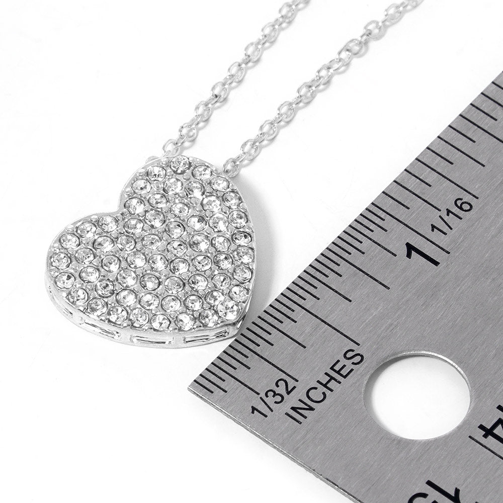 Crystal Paved Heart Pendant Necklace