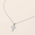 SECRET BOX_Stainless Steel Stone Paved Cross Pendant Necklace