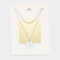 -N- Initial Monogram Round Metal Pendant Necklace